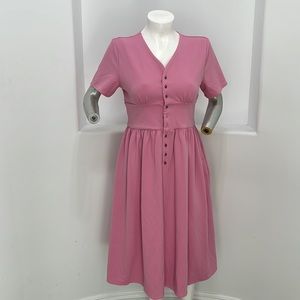 Jessakae Short Sleeve  Button Closure Folklore Midi Pink Dress Size XL